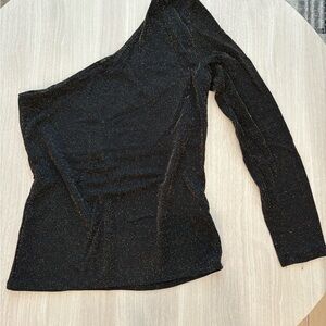 Mango Black One-Shoulder Top